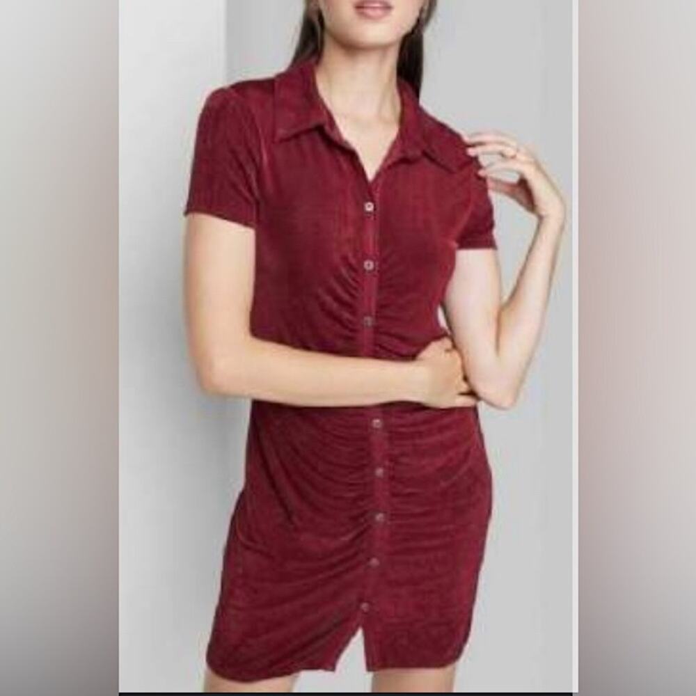 Wild Fable Medium Cherry Red Short Sleeve Ruched Mini Dress New Without Tags